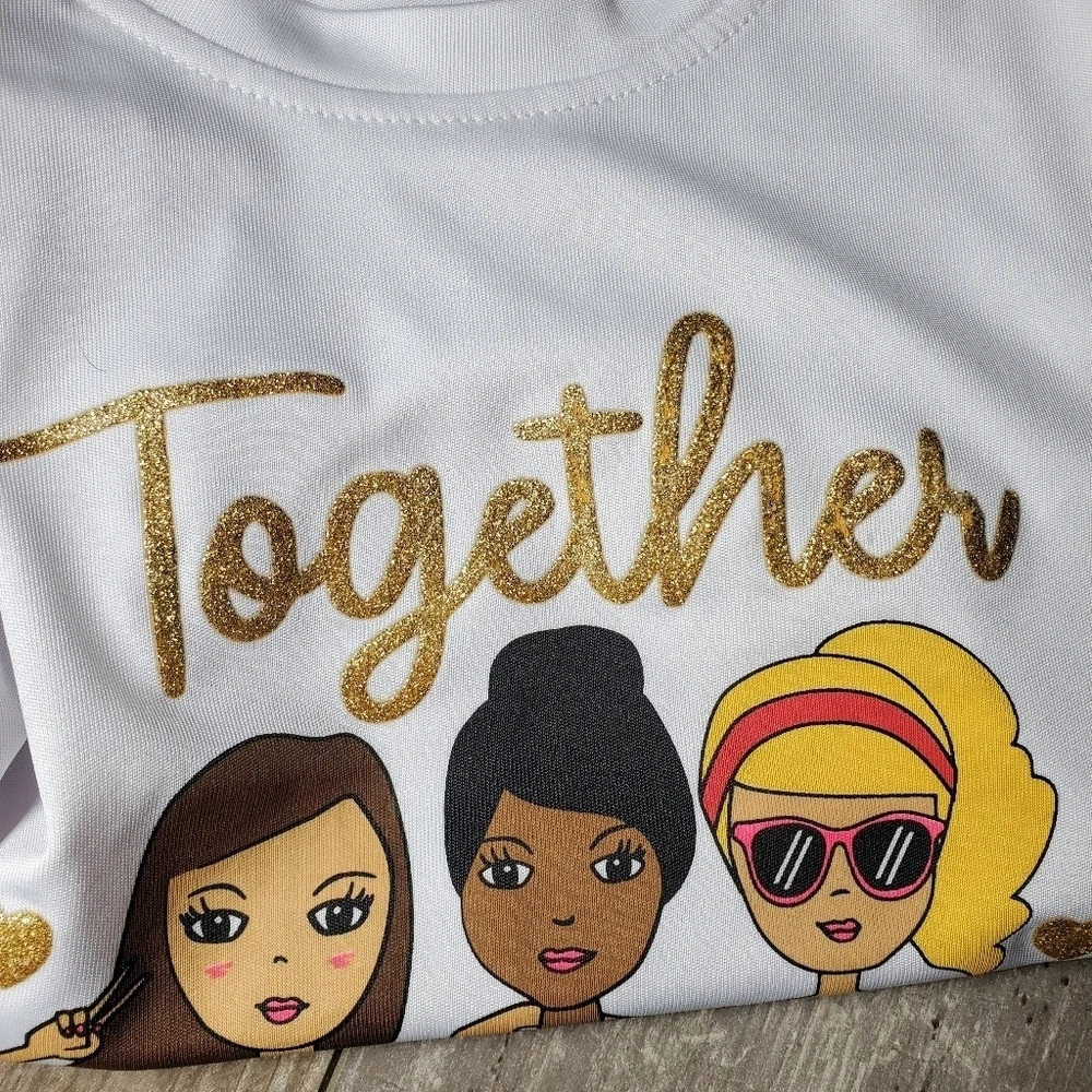 bcg girls size xs 6-6x white and gold shimmery t-shirt nwot